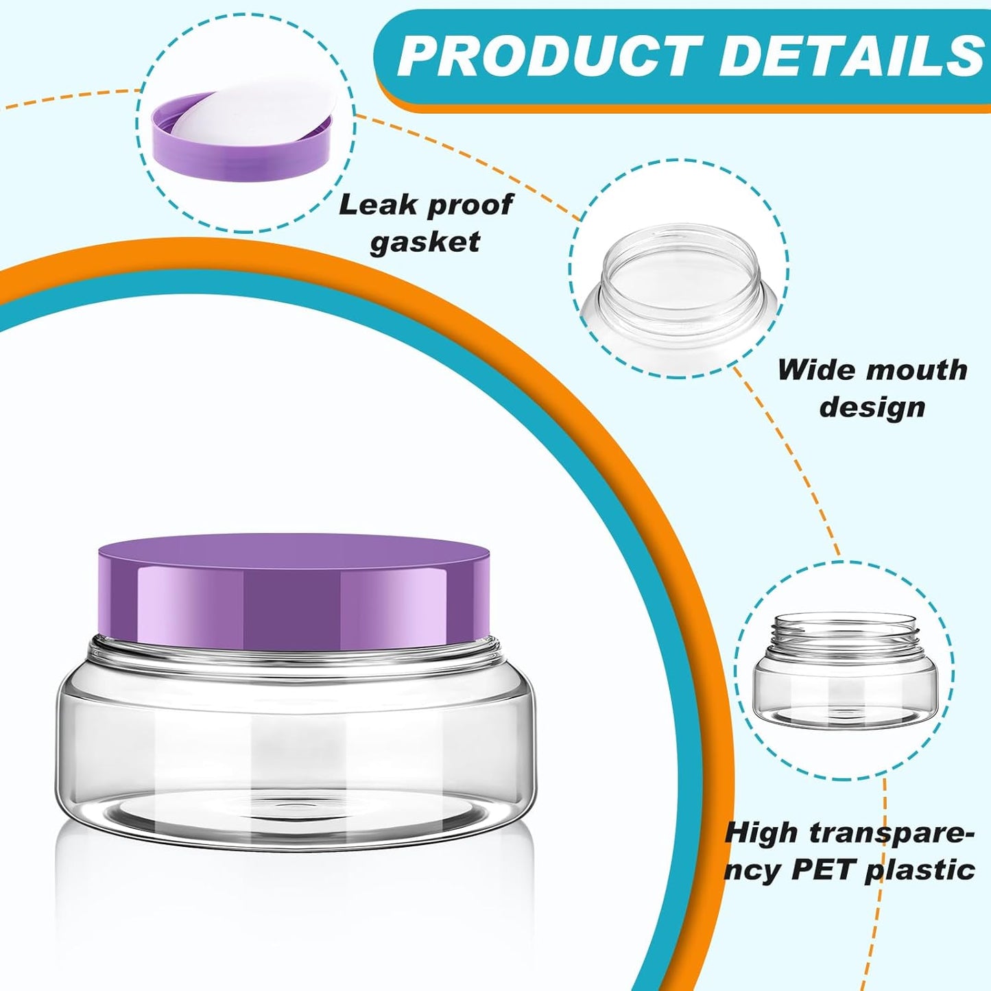Tessco 24 Pack Plastic Jars with Lids Labels Empty Clear Plastic Jars Round Refillable Cosmetic Containers Body Butter Containers Bulk Sugar Scrub Bottle for Make Up(5 oz,Multicolor)-Velvo Beauty