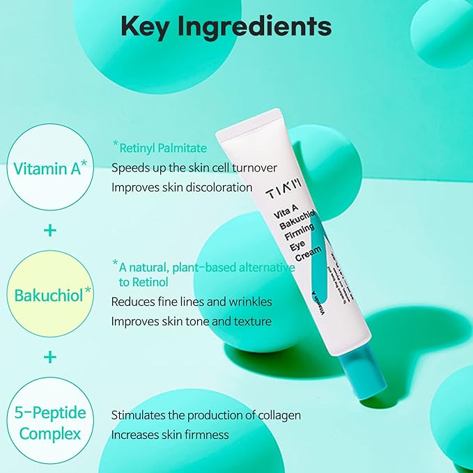 TIAM Vita A Bakuchiol Firming Eye Cream for Wrinkles, Anti-Aging, Dark Circles, and Puffiness, Fragrance-Free Under-Eye Treatment, 1.01 FL.OZ. / 30ml-Velvo Beauty