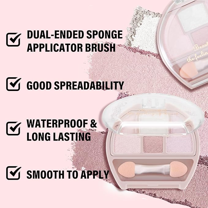 Boobeen 4-Color Makeup Palette, Highly Pigmented Glitter Eyeshadow Contour Palette with Smudger, Multi-purpose Face Makeup Palette for Eye/Face/Highlighter, Creates Shimmer Finishes, Long-lasting-Velvo Beauty