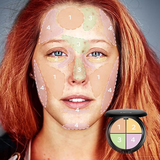 Color Correcting Concealer Cream Full Coverage Professional Makeup Palette Flawless Face Contour, Corrector-Velvo Beauty