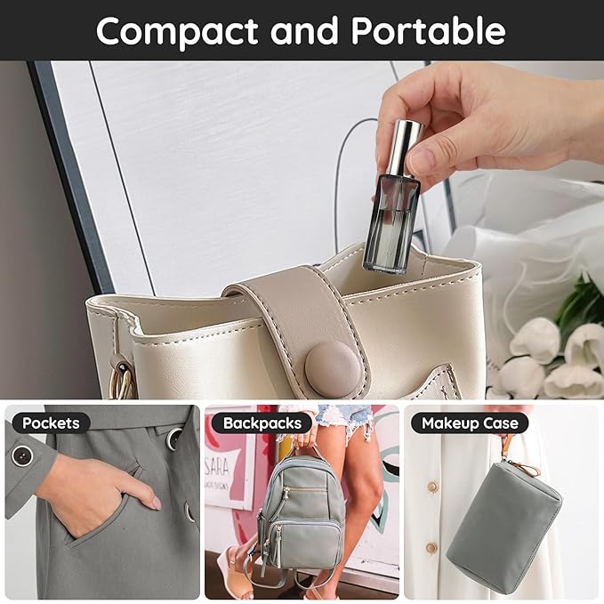 Segbeauty Travel Perfume Bottle Refillable, Empty Mini Portable Perfume Atomizer with Funnel, 5 Set of 10ML Glass Spray Bottle Fine Mist Leak-proof Sprayer Travel Sample Bottles for Cologne Fragrance-Velvo Beauty