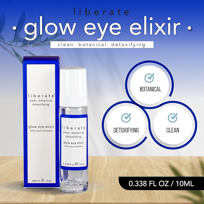 Glow Eye Elixir - .338 Oz Eye Serum with Roller Ball Applicator - Under Eye Serum for Dark Circles and Puffiness - Hydrating Eye Cream for Men and Women to Smooth Fine Lines and Wrinkles-Velvo Beauty