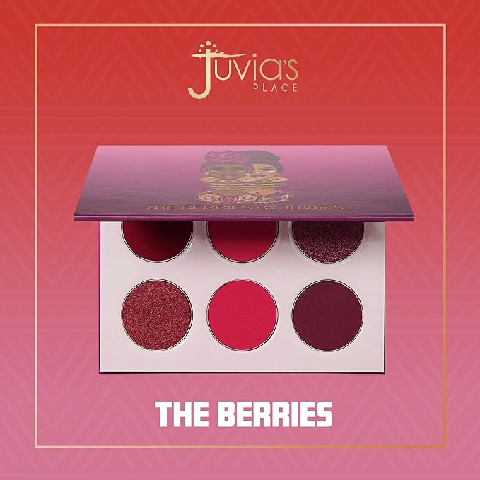 Juvia's Place Palette The Berries - Mauves, Deep Pinks, & Perfect Berry Hues, Professional Eye Makeup, Pigmented Palette for Eye Color & Shine, Pressed, Shades of 6-Velvo Beauty