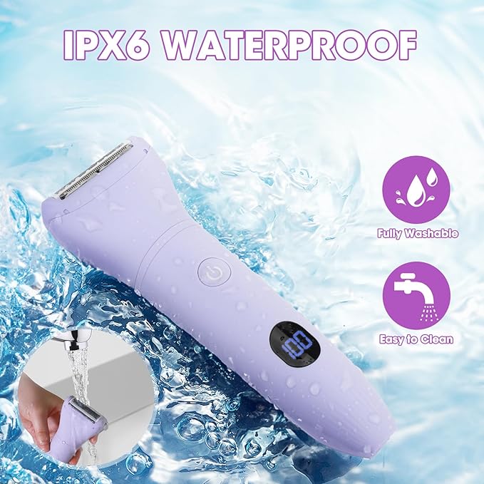 Bikini Trimmer Electric Razors for Women,3 in 1 Body Hair Removal Kit for Face,Pubic,Arm, Leg, Armpit, Bikini Trimmer,Painless IPX6 Waterproof Rechargeable Portable Lady Shavers Wet & Dry Gifts-Velvo Beauty