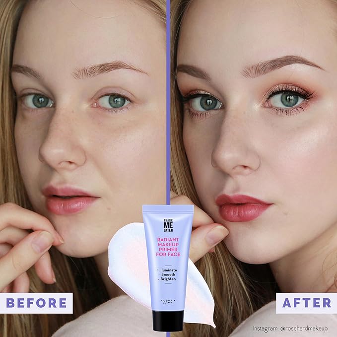 Elizabeth Mott Thank Me Later Radiant Face Primer - Illuminating & Hydrating Makeup Base with Niacinamide for Dewy Skin - Long-Lasting, Oil-Free Formula, Lightweight & Cruelty-Free, 30g-Velvo Beauty