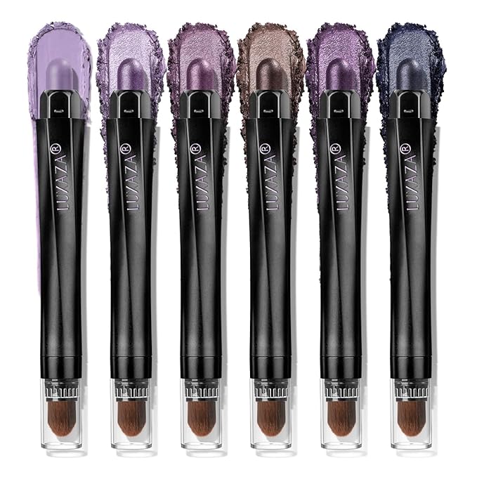 Purple Eyeshadow Stick Makeup 6PCS Set, Metallic Shimmer Matte Cream Eye Shadow Palette Eyeliner Brightener Pencil Crayon - LAVENDER-Velvo Beauty