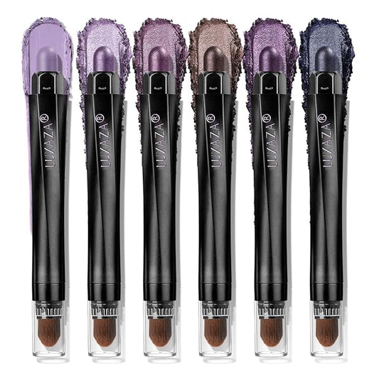 Purple Eyeshadow Stick Makeup 6PCS Set, Metallic Shimmer Matte Cream Eye Shadow Palette Eyeliner Brightener Pencil Crayon - LAVENDER-Velvo Beauty