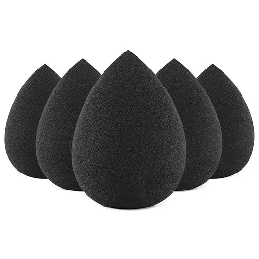 BEAKEY Makeup Sponge Set, 5 Pcs Foundation Blending Sponge, Beauty Sponges Flawless for Liquid, Cream, and Powder, Latex-Free and Vegan Boun Boun Sponges, Makeup Sponges Black-Velvo Beauty