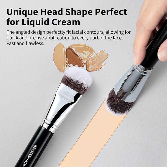 Foundation Brush, EIGSHOW Pro Slanted Brushes Angled Bristles Mask Kabuki Face Brush Perfect for Powder Liquid Cream Buffing Blending (F625)-Velvo Beauty