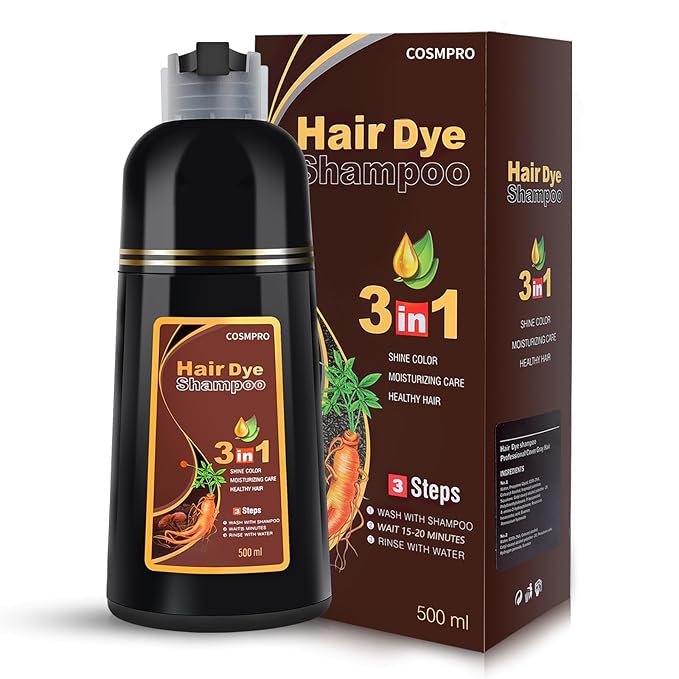 Hair Dye Shampoo Chestnut Brown Hair Color Shampoo for Gray Hair Coverage Herbal Hair Dye Shampoo 3 in 1 for Men and Women, Instant Color Shampoo-Velvo Beauty