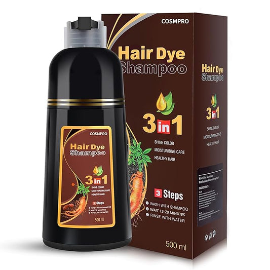 Hair Dye Shampoo Chestnut Brown Hair Color Shampoo for Gray Hair Coverage Herbal Hair Dye Shampoo 3 in 1 for Men and Women, Instant Color Shampoo-Velvo Beauty