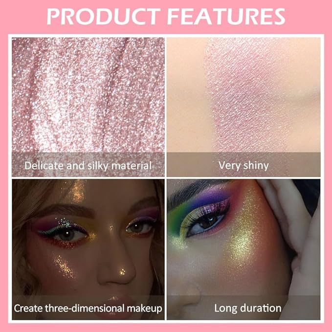 evpct Light Liquid Face Highlighter Makeup Waterproof Long Lasting Mermaid Pink Rose Gold Glimmer Glow Sparkly Glitter Body Shimmer Oil Liquid Luminizer Stick Highlight Illuminator for Face Body Cheek-Velvo Beauty