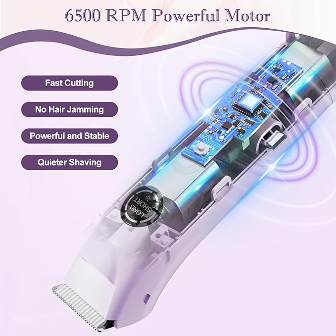 Upgrade Dermave Bikini Shaver, Dual Head 4 in 1 Bikini Trimmer for Women, IPX7 Waterproof Wet & Dry Use Electric Razor with Led Light and Display for Nose, Eyebrow, Bikini, Body (Purple)-Velvo Beauty