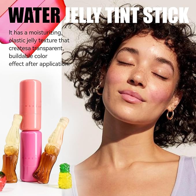2 Pcs Milk Jelly Blush, Milk Cooling Water Jelly Tint, Vivid Color Water Jelly Tint Milk Blush, Sheer Eye Lip & Cheek Stick Stain, Long Wearing, Watercolor Finish Lip Gloss for Women, 01&02-Velvo Beauty