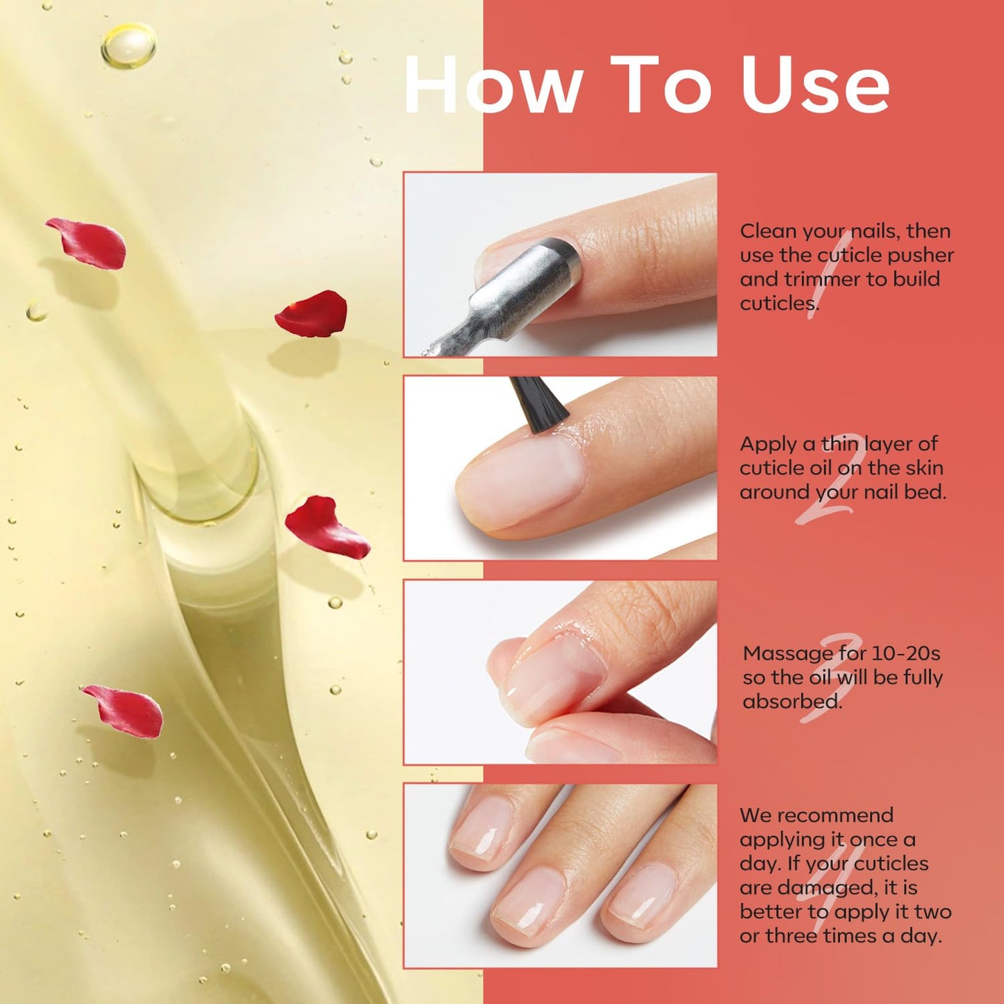 modelones Cuticle Oil for Nails Rose Nail Oil for Growth and Strength Nail Growth Oil Cuticle Care Quick Dry Nail Care Moisturize and Strengthen Damaged Nails 15ml 0.5Fl Oz-Velvo Beauty