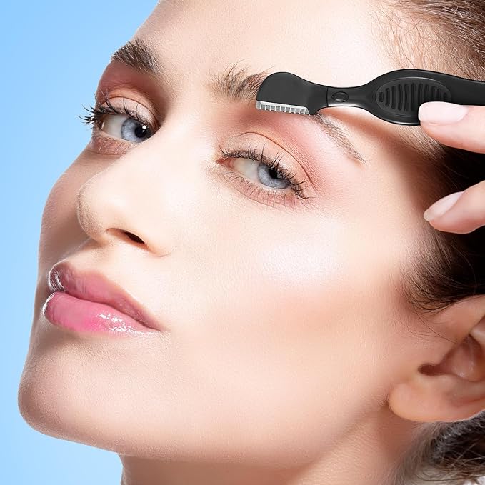 Mudder 21 Pcs Eyebrow Razor Eyebrow Shaver Facial Razor Multipurpose Face Trimmers with Precision Cover for Women Makeup Care Tools(Black)-Velvo Beauty