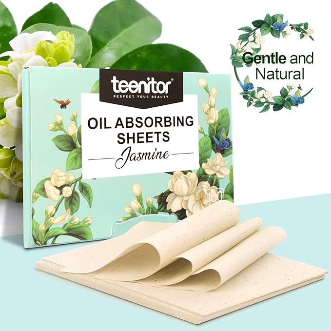 Teenitor Oil Blotting Papers for Face, 100 Sheets Jasmine Oil Blotting Sheets for Oily Skin, Oil Control Film Oil Absorbing Sheets for Face Men Women, Oil Absorbent Pads-Velvo Beauty