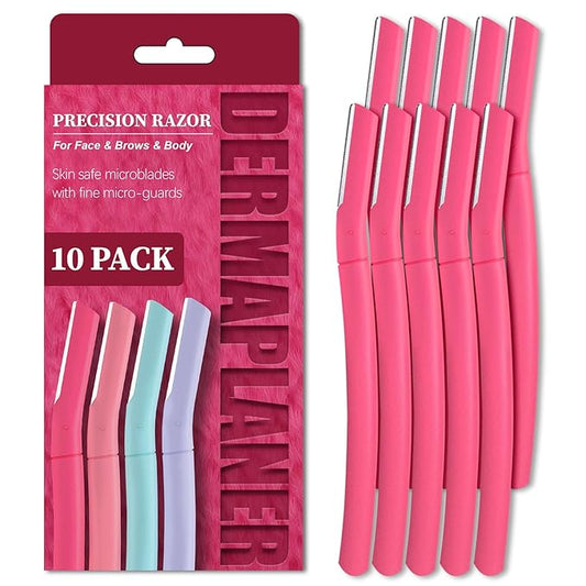 Face Razors for Women, Dermaplane Razor for Women Face, Eyebrow Razor, Facial Razors, Dermaplaning Tool, Gentle Skin Exfoliation Microblades for Sensitive Skin, Peach Fuzz Remover, 10 Count (Coral)-Velvo Beauty