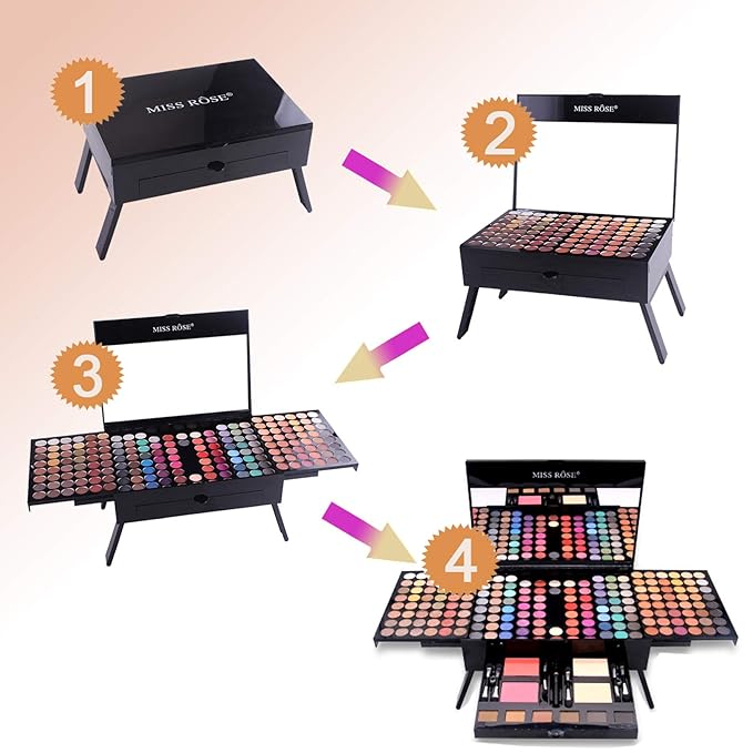 Pure Vie All-in-One Holiday Gift Makeup Set Essential Starter Bundle Include Eyeshadow Palette Lipgloss Concealer Blush Eyebrow Foundation Face Powder Eyeliner Pencil - Make up Kit for Women Full Kit-Velvo Beauty