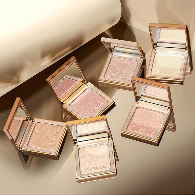 Sigma Beauty Highlighter Makeup – Illuminating Highlighting Powder for Face, Sheer Glimmer Face Highlighter for Cheeks, Cupid’s Bow, & Brow Bone (Sizzle, Rosy Gold Metallic)-Velvo Beauty