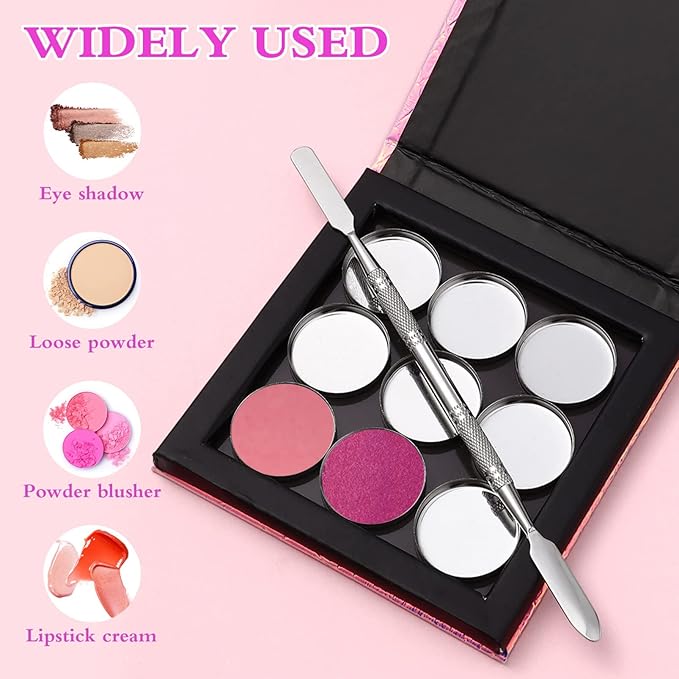 Beaupretty Empty Magnetic Palette Makeup Eyeshadow Palette with Round Metal Pans and Depotting Spatula Set for Eyeshadow Lipstick-Velvo Beauty