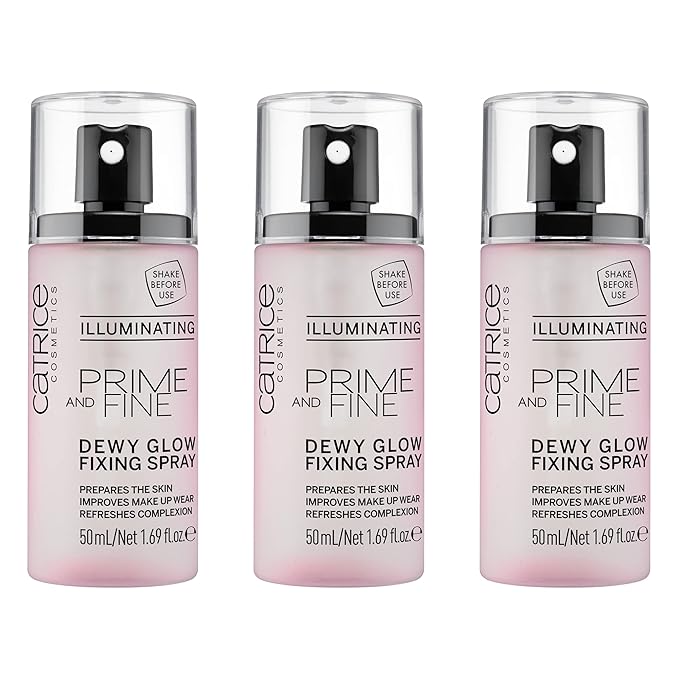 Catrice | Prime & Fine Illuminating Dewy Glow Spray | Transparent and Fast Drying Fixing Spray| Paraben Free & Vegan | Cruelty Free (Pack of 3)-Velvo Beauty