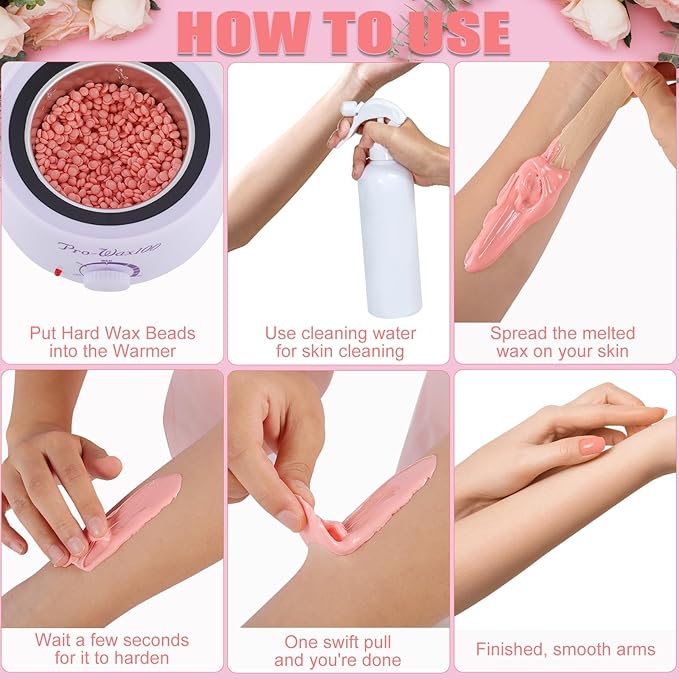 PURPLESKY Wax Beads, 1lb Coarse Beads for Hair Removal - Suitable for Face, Legs, Chest, Back, Bikini (Rose Scent)-Velvo Beauty