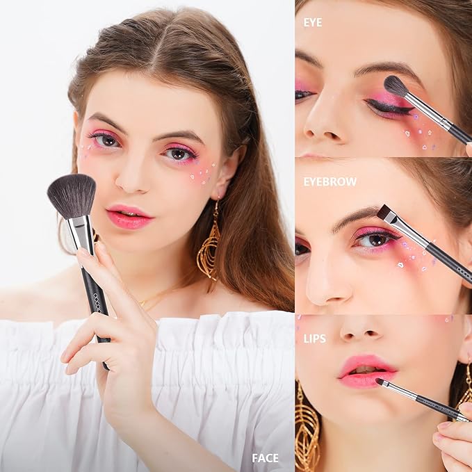 Docolor Professional Makeup Brush Set 29Pcs Makeup Brushes Valentines Day Gifts Premium Goat Synthetic Fiber Foundation Face Powder Blush Concealer Eyeshadows Make Up Brushes with PU Leather Case-Velvo Beauty
