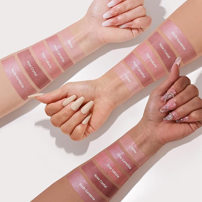 Multi Cream Blush & Blush Brush Set, Korean Makeup Blush for Cheeks, Multi-Use Face Balm, Lightweight & Hydrating, Blendable Color, Non-Greasy, Soft Bristles for Radiant Finish (Pink Camellia)-Velvo Beauty