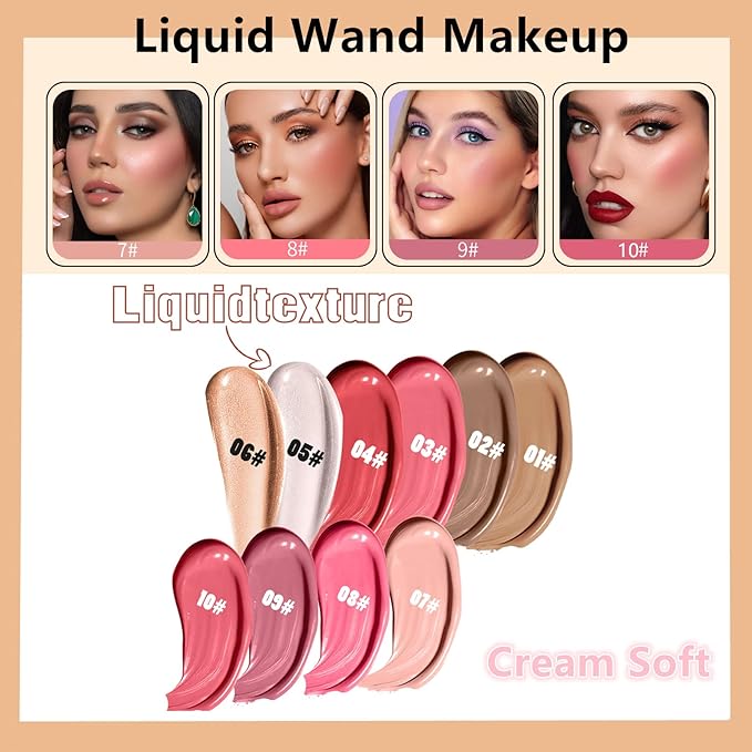 Go Ho Liquid Blush Beauty Wand,Blendable Super Silky Cream Blush Stick,Face Moisturizing Contour Blush Stick with Fine Cushion Applicator,Cruelty-free,003# Medium Pink-Velvo Beauty