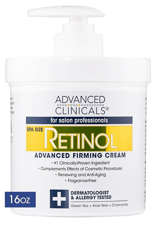 Advanced Clinicals Retinol Body Lotion Moisturizer Face Lotion & Body Cream | Crepey Skin Care Treatment Targets Look Of Crepe Skin, Wrinkles, Sagging Skin, & Sun Damaged Skin, 16 Oz-Velvo Beauty