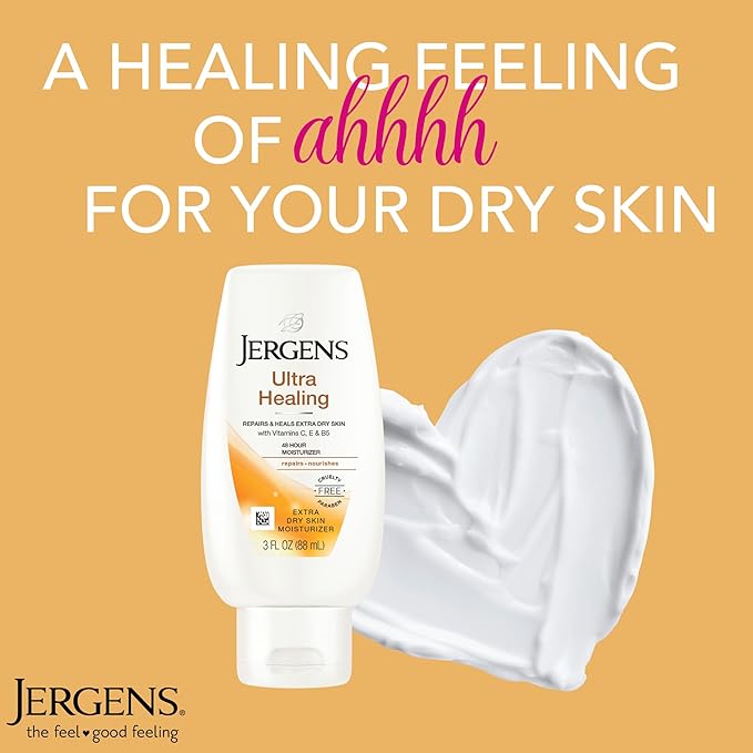 Jergens Ultra Healing Moisturizer for Dry Skin, Hand and Body Lotion, with Hydralucence Blend, Vitamins C, E and B5, 3 Oz, Pack of 8-Velvo Beauty