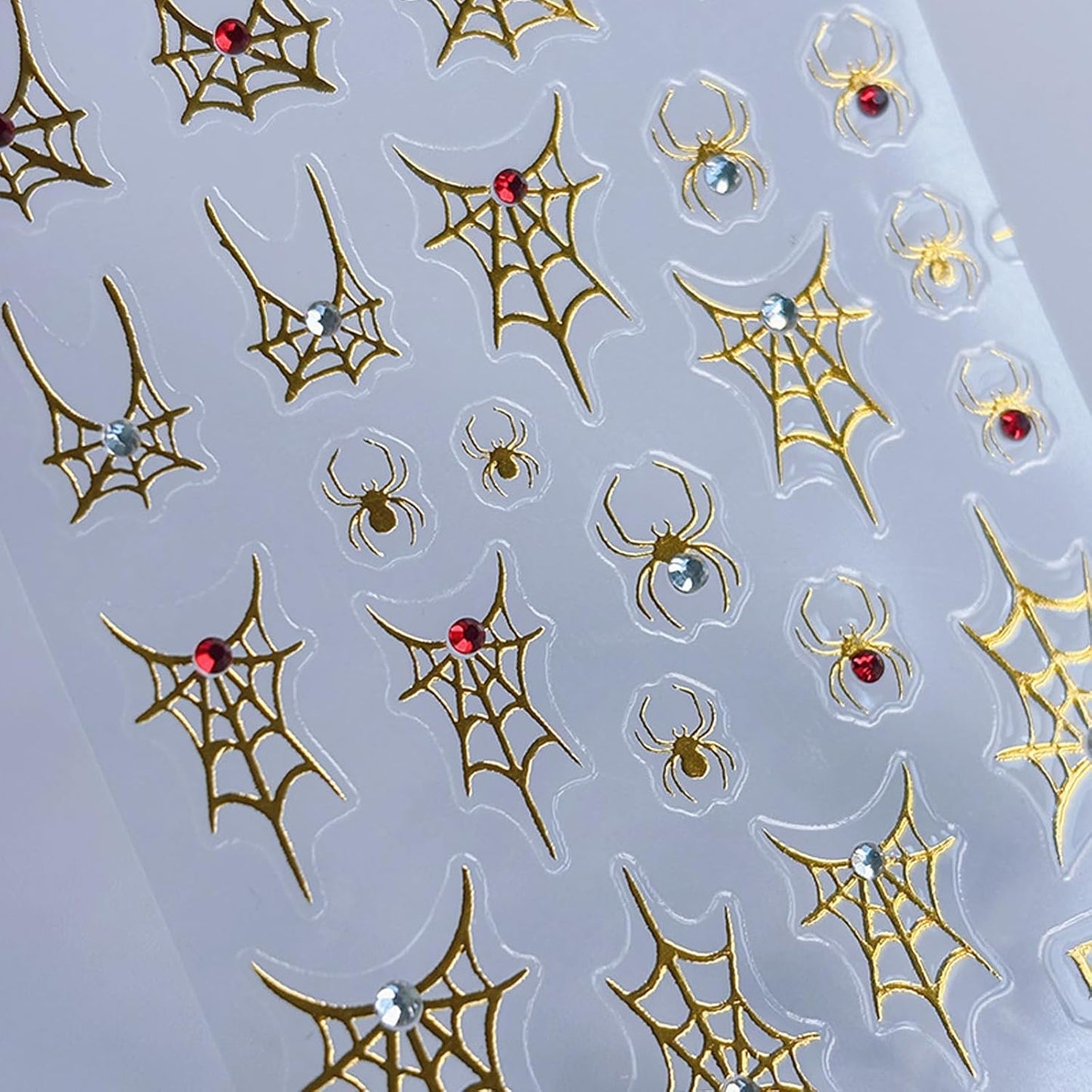 SILPECWEE 6 Sheets Halloween Nail Art Stickers, 3D Metal Nail Stickers Diamond Spider Web Nails Art Design Decal Manicure Sticker for Women Girl DIY Holiday Decoration-Velvo Beauty