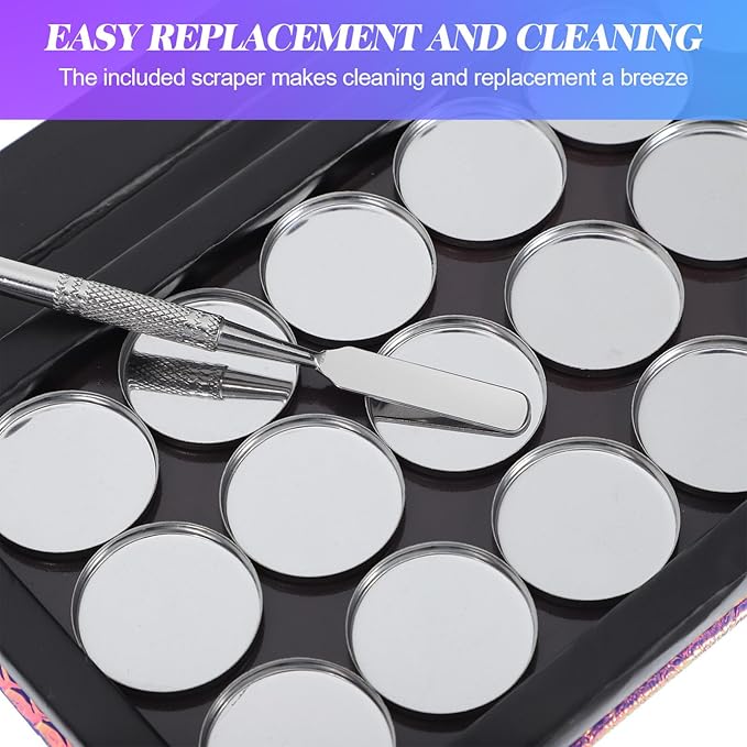 Beaupretty Empty Magnetic Eyeshadow Palette Mermaid Makeup Palette with Mirror Round Metal Pans and Depotting Spatula Set-Velvo Beauty