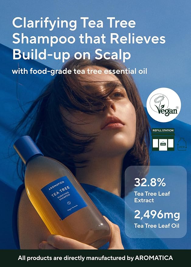 AROMATICA Tea Tree Purifying Shampoo 13.53fl.oz./400ml, Tea Tree Shampoo for Oily Hair and Scalp, Sulfate Free, Vegan-Velvo Beauty