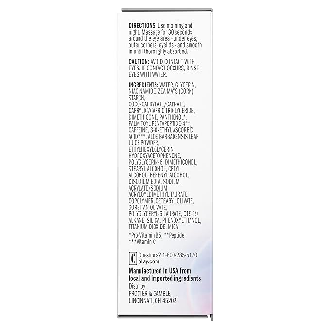 Olay Super Eye Serum - Vitamin C, Caffeine, Niacinamide, Amino Peptide, Aloe Vera - Brightens Dark Circles, Anti-Wrinkle, Anti-Aging, Brightening, Smooths Fine Lines, Firming, Hydrating, 0.45 Oz-Velvo Beauty