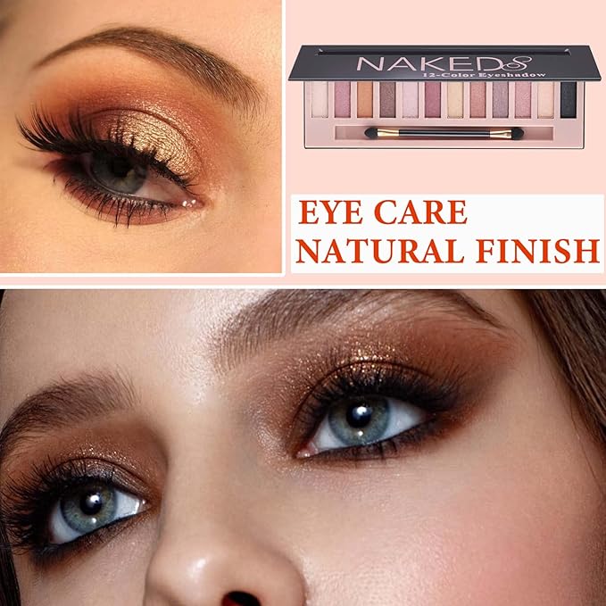 12 Color Naked Eyeshadow Palette,Pearly Earth Color Eyeshadow,Natural Shimmer Eyeshadow Palette,Professional Waterproof and Smudge Proof Eye Shadow Palette Kit,Eye Makeup Set for Women(B)-Velvo Beauty