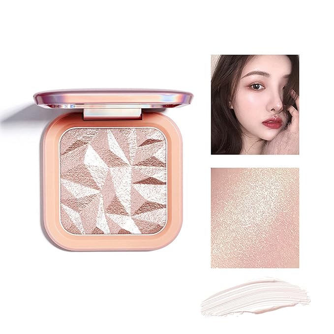 Face Highlighter Makeup Palette Kit, Shimmer Glitter Highlight Contouring Palette Natural Nude Shiny Contour Highlight Makeup Illuminator Highlighter Concealer Palette with brush (Nude Pink)-Velvo Beauty