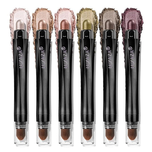 Shimmer Eyeshadow Stick Makeup 6PCS Set, Pink Metallic Matte Cream Eye Shadow Eyeliner Brightener Pencil Crayon - DESERT WILD-Velvo Beauty