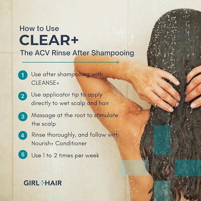 G+H CLEAR+ Apple Cider Vinegar Rinse | Clarifying Formula to Remove Buildup, Prevent Dandruff & Itchiness | For Healthy, Shiny & Soft Hair | Sulfate & Paraben-Free | 10.1 Fl Oz-Velvo Beauty