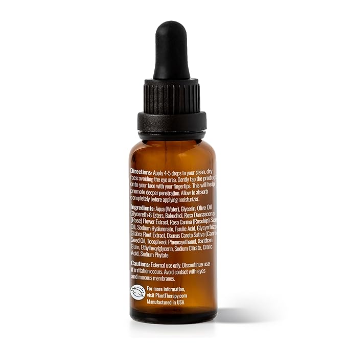 Plant Therapy Rose with Bakuchiol Facial Serum 1 oz with Rose Extract, Rosehip Seed Oil, and Carrot Seed Oil, Reduces the Appearance of Fine Lines & Wrinkles-Velvo Beauty