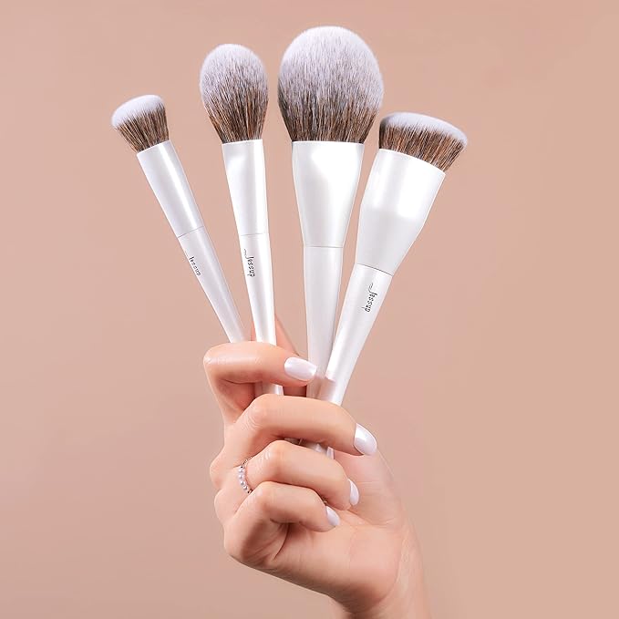 Jessup Make up Brushes 4pcs Face Makeup Brushes Set for Foundation Concealer Blush Contour Powder Highlighter, Pearl White T344-Velvo Beauty