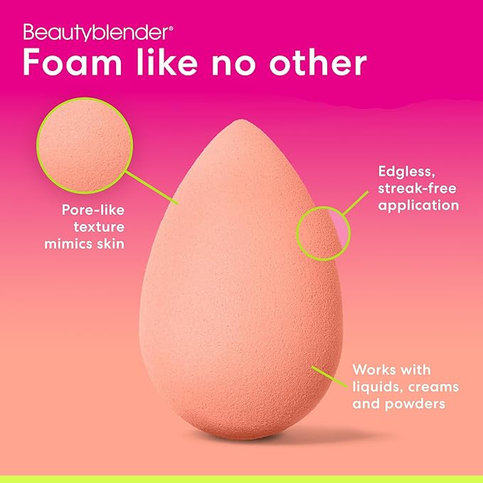 Beautyblender® | Papaya Beauty Blender Makeup Sponge, Super-Soft Foam Easily Blends Foundations, Powders & Creams, Made in USA, Reusable, Washable, Streak Free Application, Vegan, Cruelty Free-Velvo Beauty