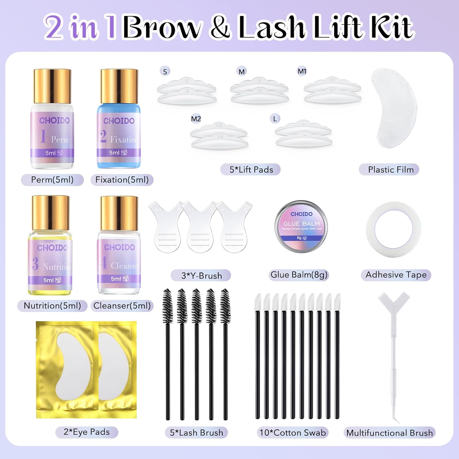 Lash Lift Kit - Eyelash Perm Kit - Eyebrow Lamination Kit, 2 in 1 Professional Eyelash Curling Lash Extension & Eyebrow Lift Kit, Eyelash Lift Kit Easy to Use for Salon & DIY Home Use, Lasts 6-8 Weeks-Velvo Beauty
