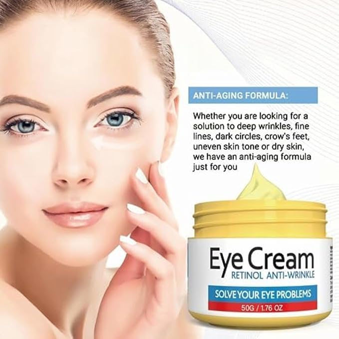 Retinol Eye Cream for Improving Dark Circles and Puffiness Under Eye Bags Under Eye Cream Reduce Aging Line Smoothing Wrinkles and Fine Lines Moisturizing Eye Cream Unisex 1.76OZ/50G-Velvo Beauty