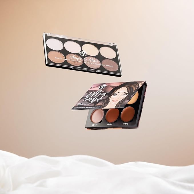 W7 Lift & Sculpt, Shape & Glow Set - 2 Piece Set - Cream Contour & Powder Contour Palette Duo-Velvo Beauty