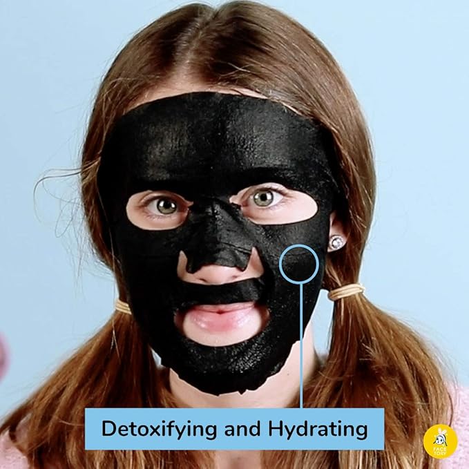 FACETORY K Beauty Face Mask Skin Care - LET'S TALK DETOX PURIFYING Sheet Mask with Charcoal & Volcanic Ash | Pore Refining Charcoal Face Mask (10 Pack)-Velvo Beauty