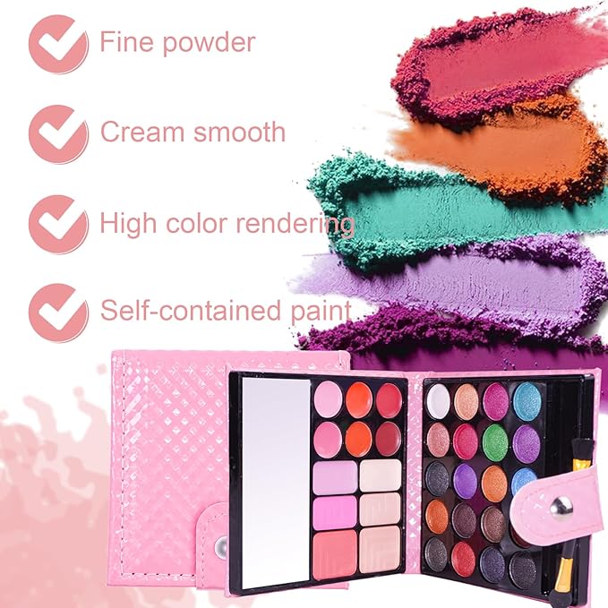 All-in-one Holiday Makeup Gift Set | Full Makeup Kit for Women Essential Starter Bundle Include 20 Highly Pigmented Shimmer Eyeshadow Palette,3 Blush,3 Face Powder, 6 Lipgloss, Brush-Velvo Beauty