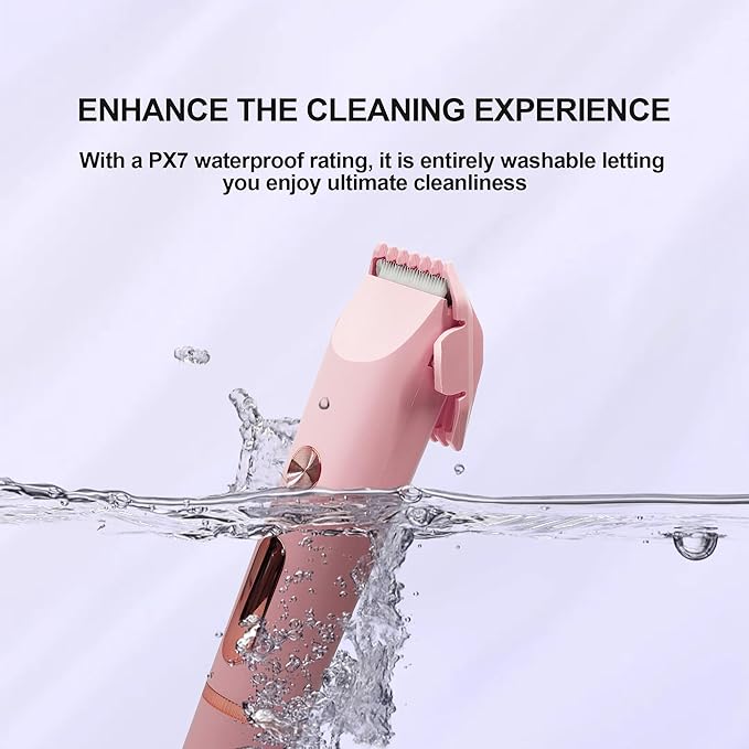2025 Upgraded Bikini Trimmer for Women & 2 in 1 Dermave Bikini Shaver with LCD Display, Dual Head Cordless Electric Shaver, IPX7 Waterproof Wet/Dry Body Hair Trimmer for Face Body Intimate Areas,Pink-Velvo Beauty