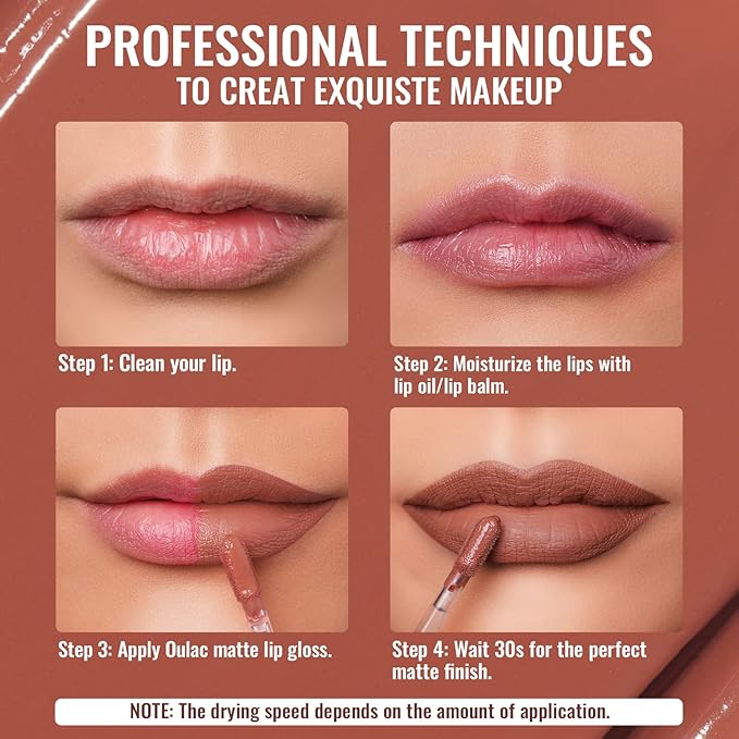 Oulac Matte Liquid Red Lipstick for Women, Orange-Brown Tones Red Lip Gloss Long Lasting, Highly Pigmern Lip Color with Vitamin E & Rose Oil, Waterproof, Vegan & Cruelty-Free M04-Velvo Beauty